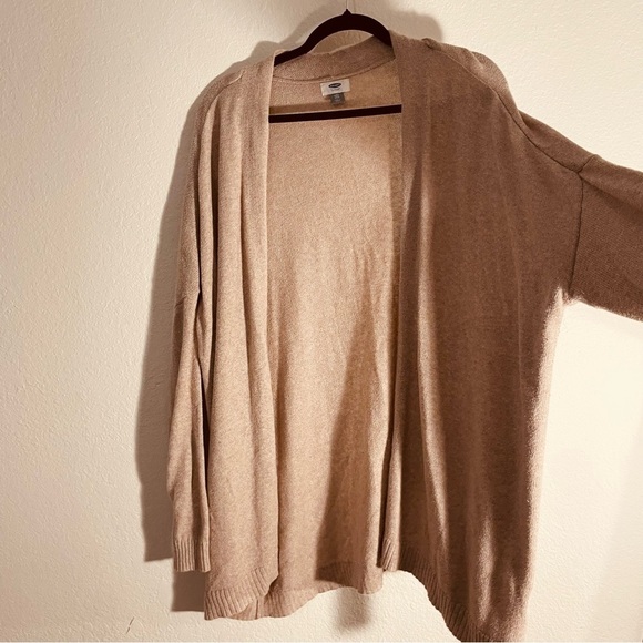 Old Navy womans XXL Cozy Tan Open-Front Cardigan oversize stretch casual neutral - Picture 3 of 12